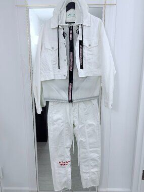 Off-White c/o Virgil Abloh "Temperature" denim jacket and jeans (SIZE M & 32)